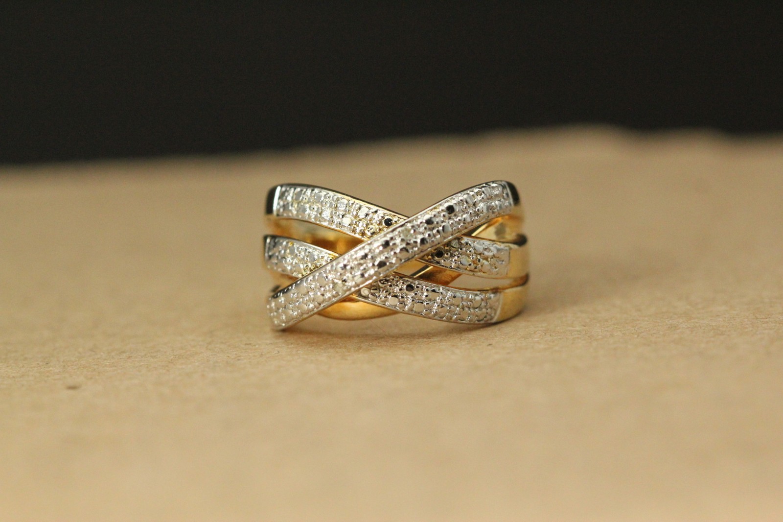 925 Sterling Silver Gold Plated Four Split Band Size 10 Ring 8.2 Grams (RIN9637)