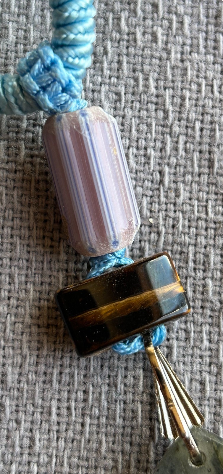 Handcrafted adjustable Labradorite/Tigers Eye silk cord necklace/Pendant