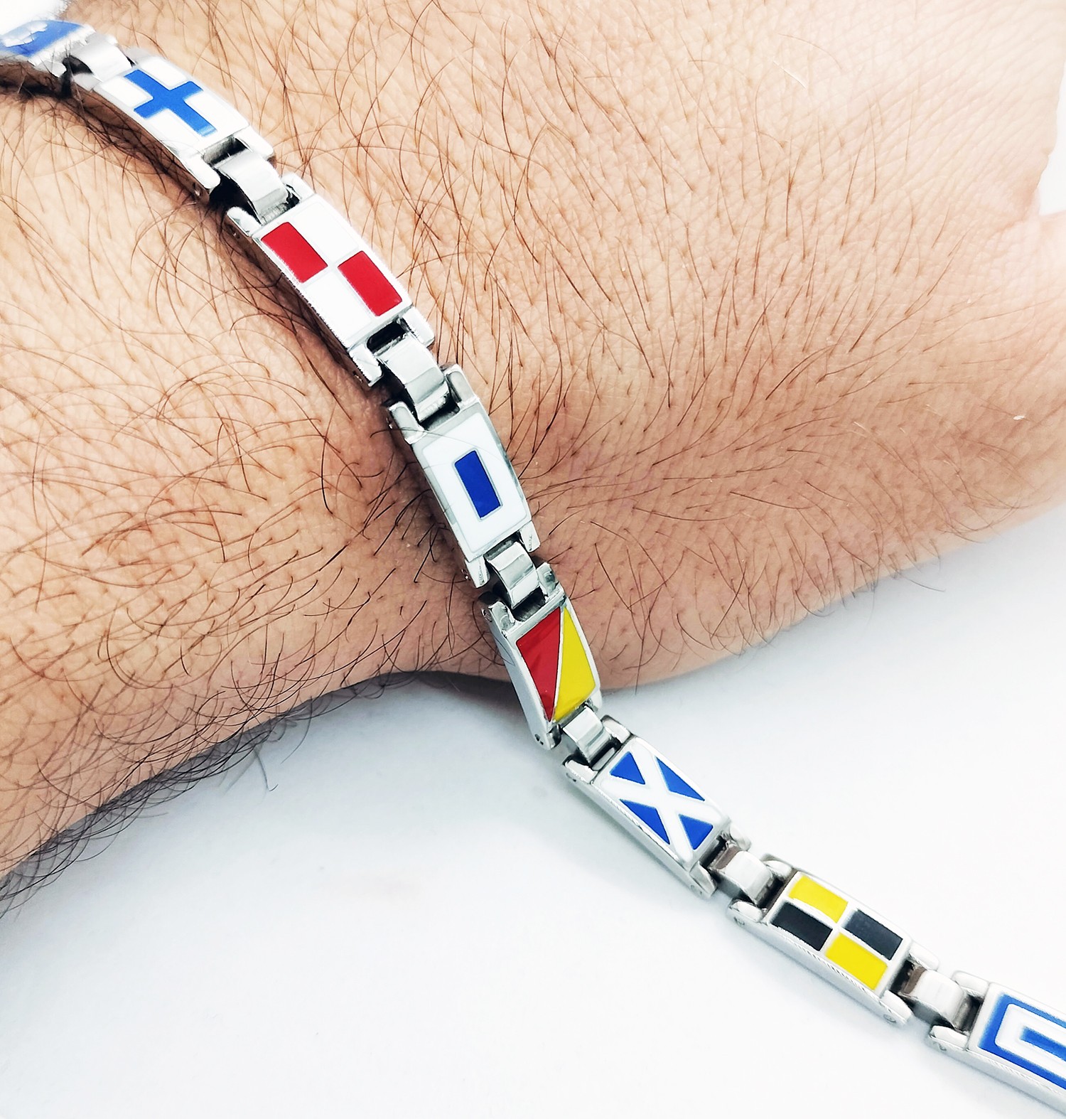 Men’s Steel Nautical Flags Enamel Bracelet Nautical Flags Adjustable