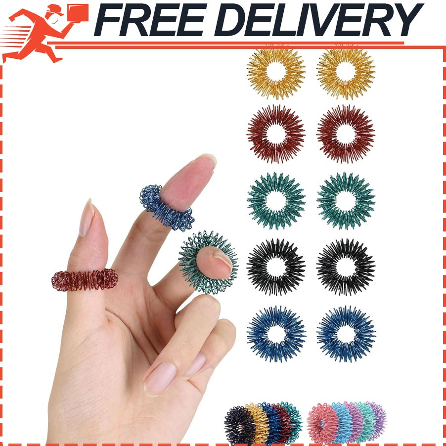 10pk Mr. Pen Spiky Sensory Rings, Stress Relief Fidget Sensory Toys, Fidget Ring