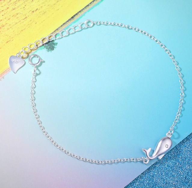 7.5″ Silver Crystal Dolphin Chain Bracelet Birthday Gift Kid Girl Birthday B11