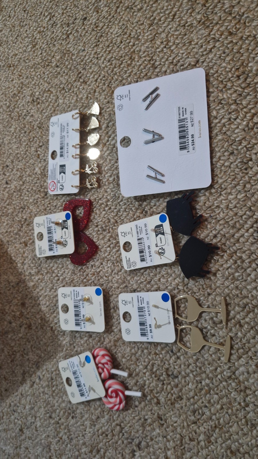 Lovisa Stud/ Drop/Huggie Earrings & Gold Plated Charm Set of 3 *NEW*