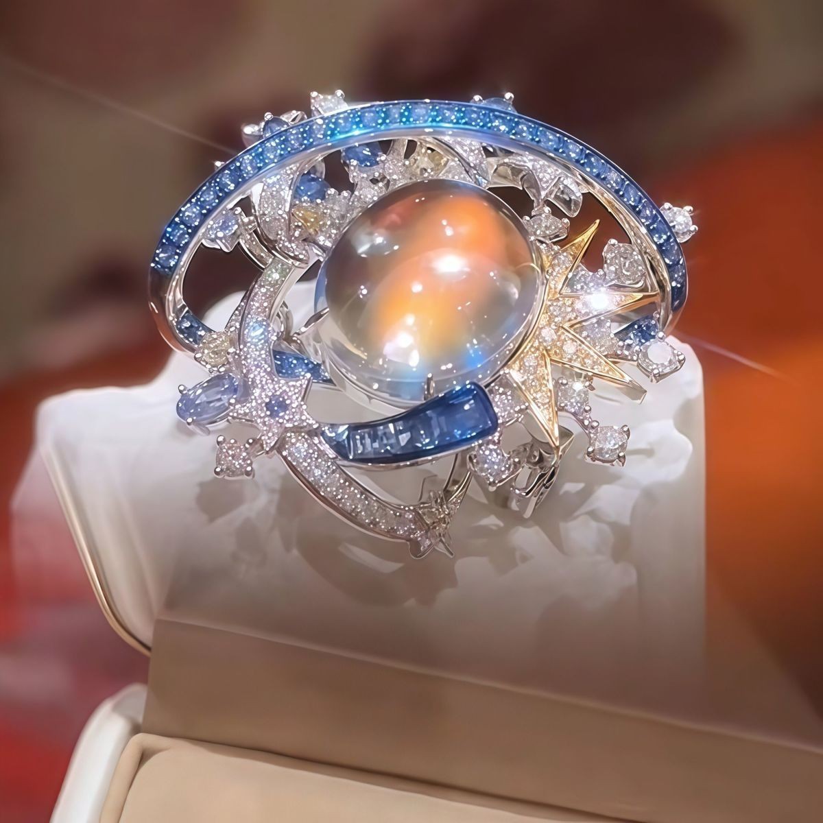 Planet Orbit Zircon Adjustable Ring Womens Fashion Jewelry