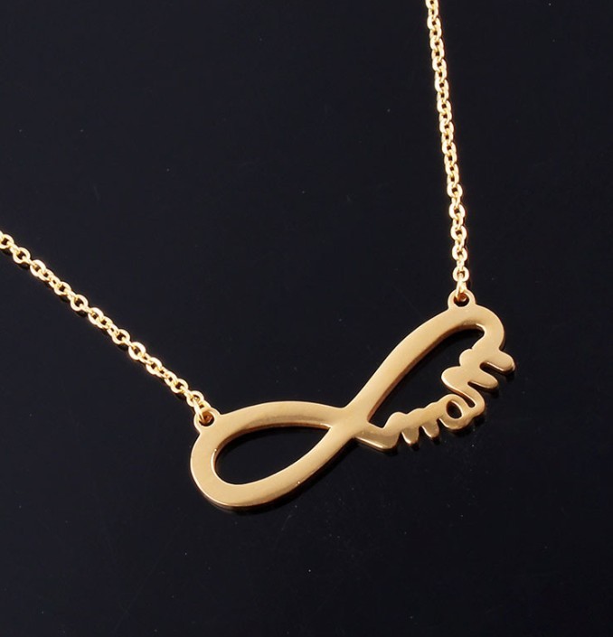 Infinity Symbol Love MOM Stainless Steel Women Ladies Girls Pendant Necklace PE8