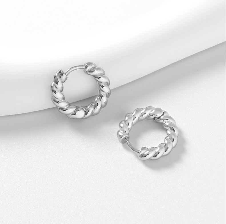 Women Girl 925 Silver Plated Small Twist Huggie Hoop Pierced Earrings Gift XJ5