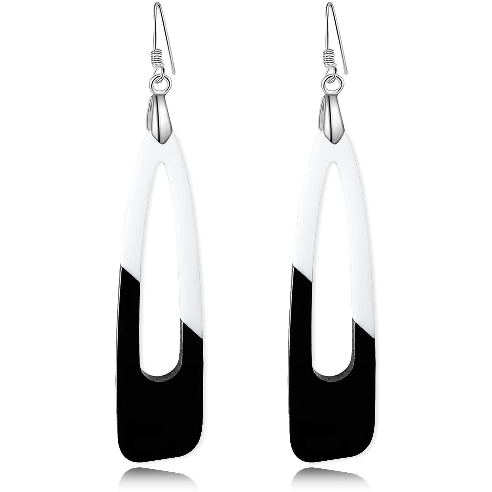 Black and White Acrylic Earrings for Women Dangle Trendy Long Water D…