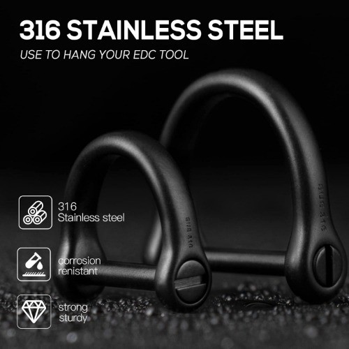 D Ring Keychain, Durable D Shape Key Ring for Car keys, Horseshoe Color: Black
