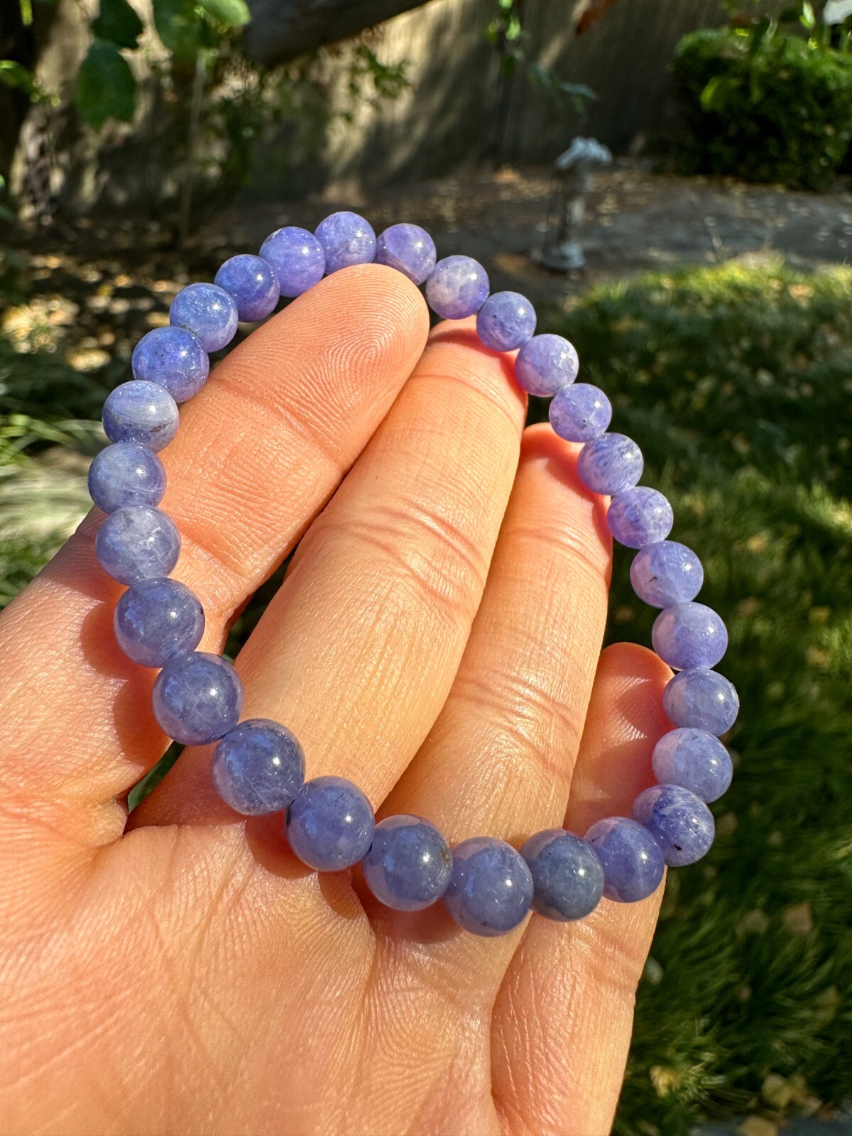 6.8mm Natural Blue Purple Tanzanite Beaded Bracelet | 坦桑石手串