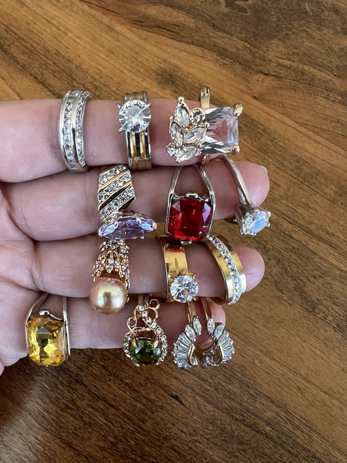 Beautiful set of rings in various colors and stones