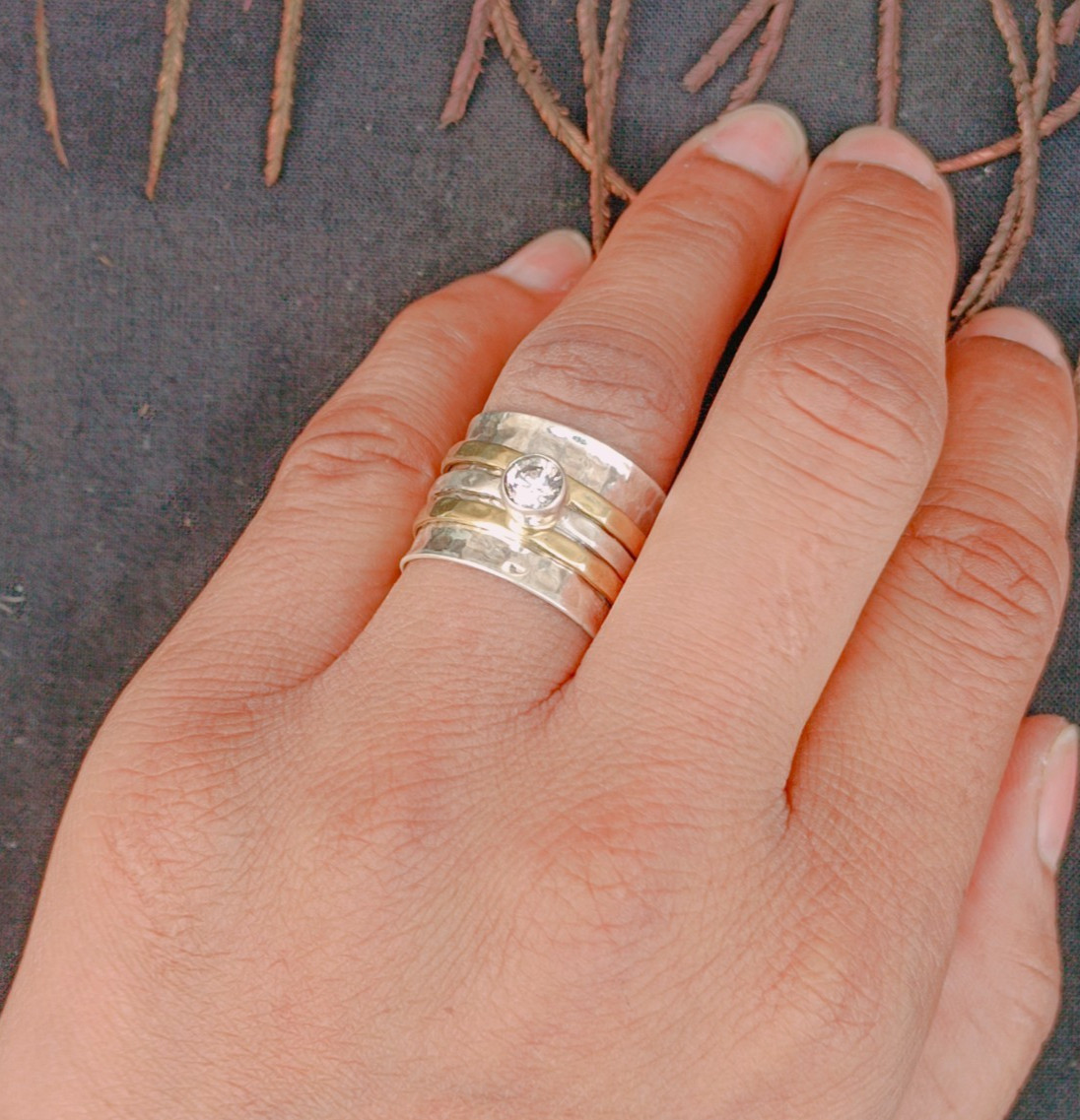 Crystal Quartz Spinner Ring 925 Sterling Silver Spinner Ring Handmade Ring B404