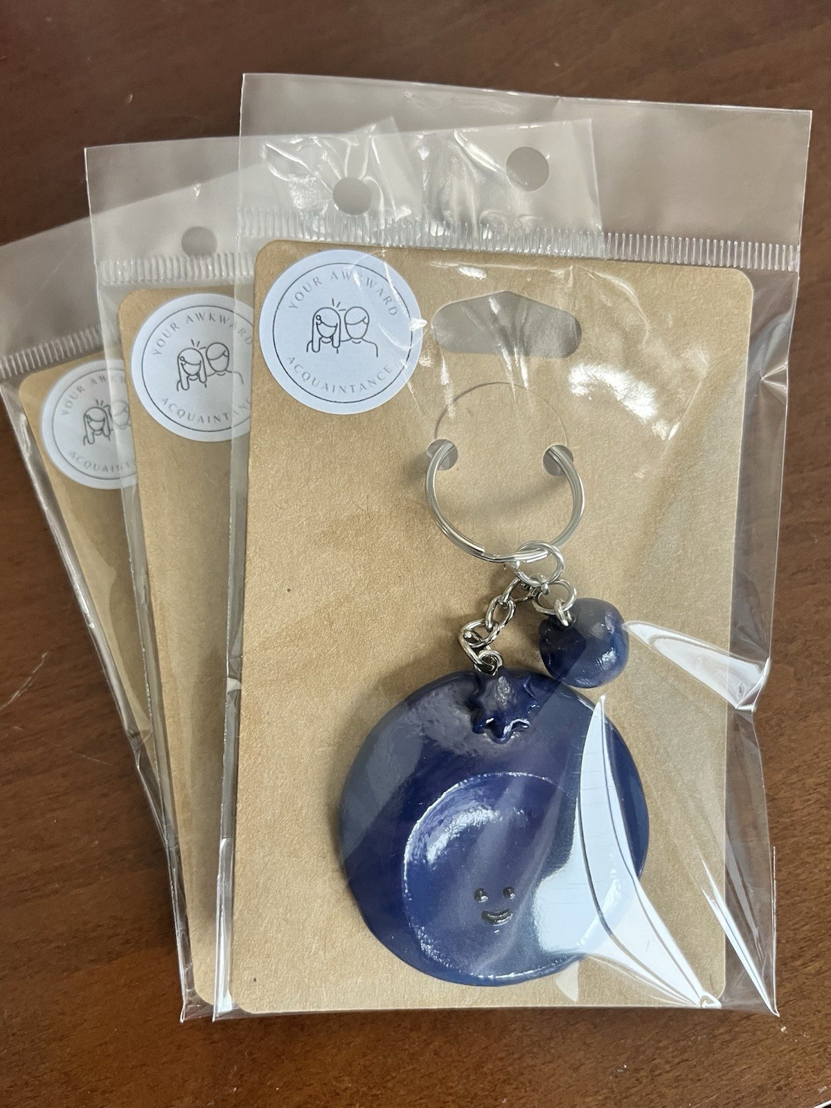 Fruit Worry Stone Keychain Fidget Sensory Handmade Strawberry Blueberry Peach