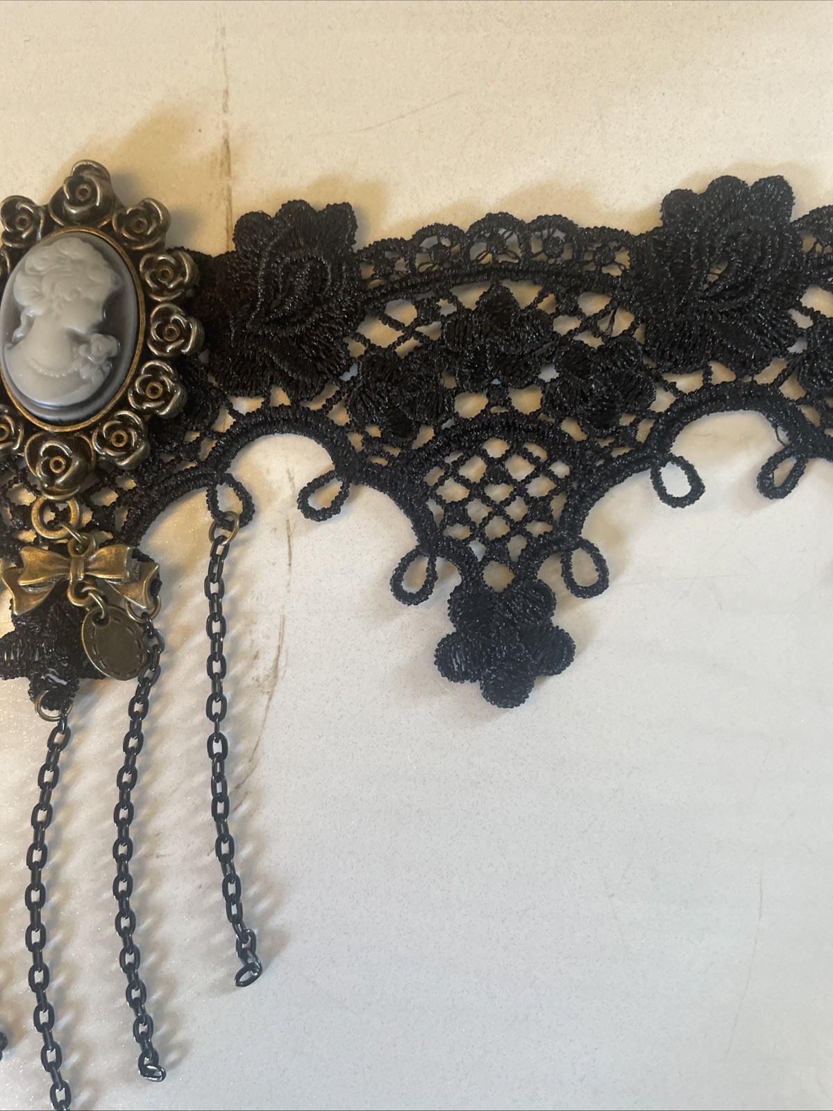 Lace Cameo Choker Dress Up Vampire Gothic Prop Bridal 36cm