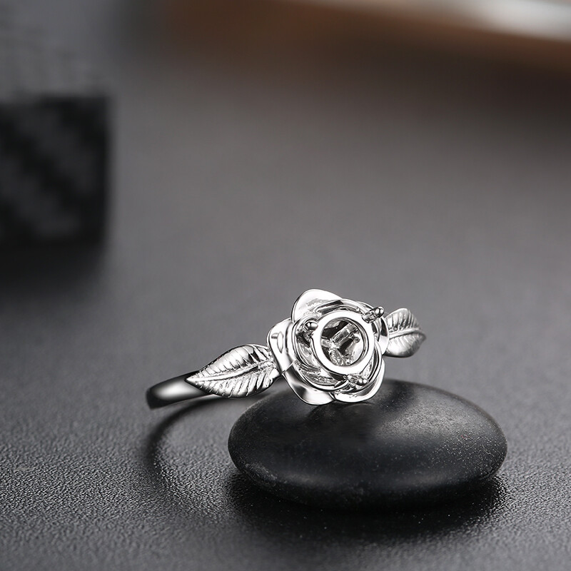 Sterling Silver Prong Setting Round 5mm Semi Mount Beautiful Ring Fine Jewelry
