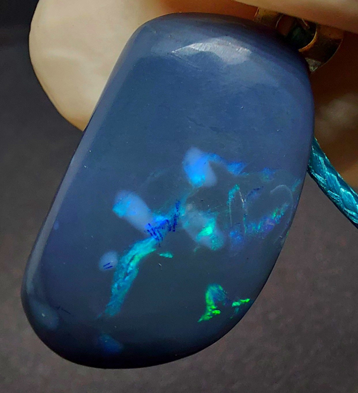 16.31ct Huge Solid Black Opal Lightning Ridge Vibrant Galaxy Polished Pendant✨️
