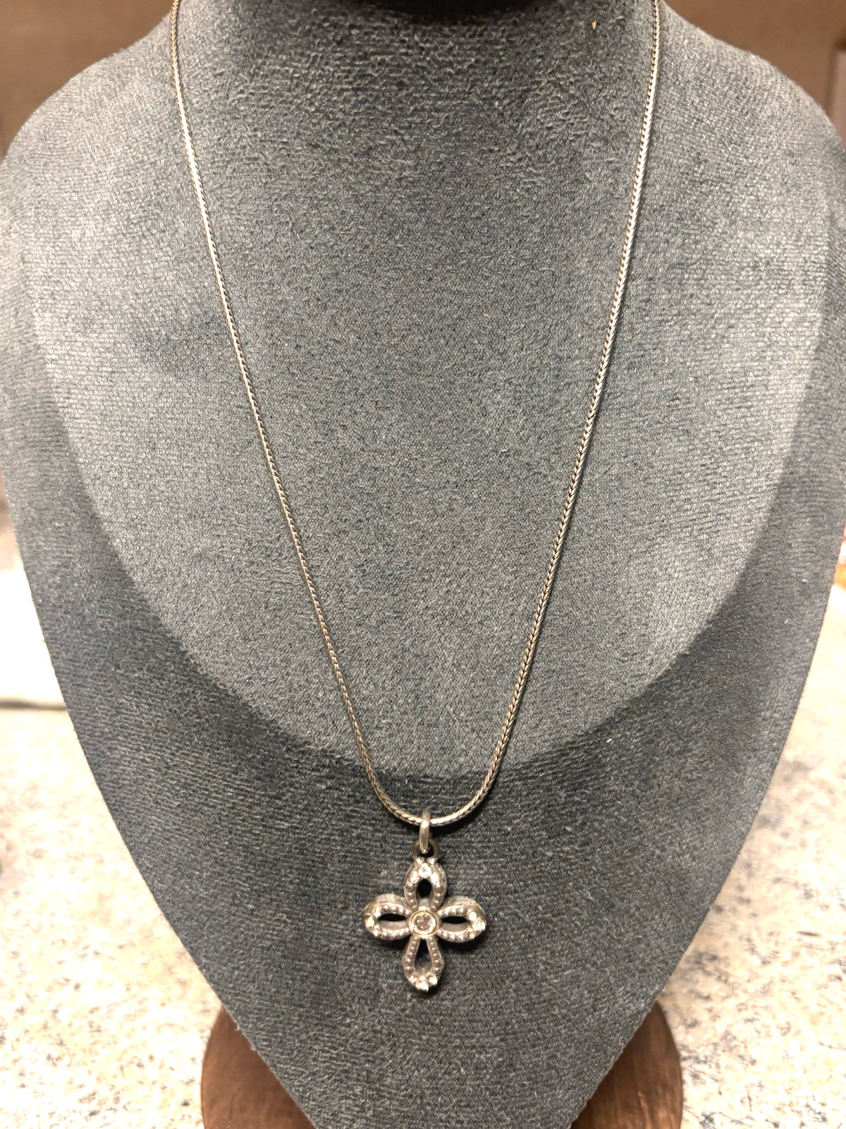 RETIRED BRIGHTON Grace Reversable Crystal Cross Necklace Silver