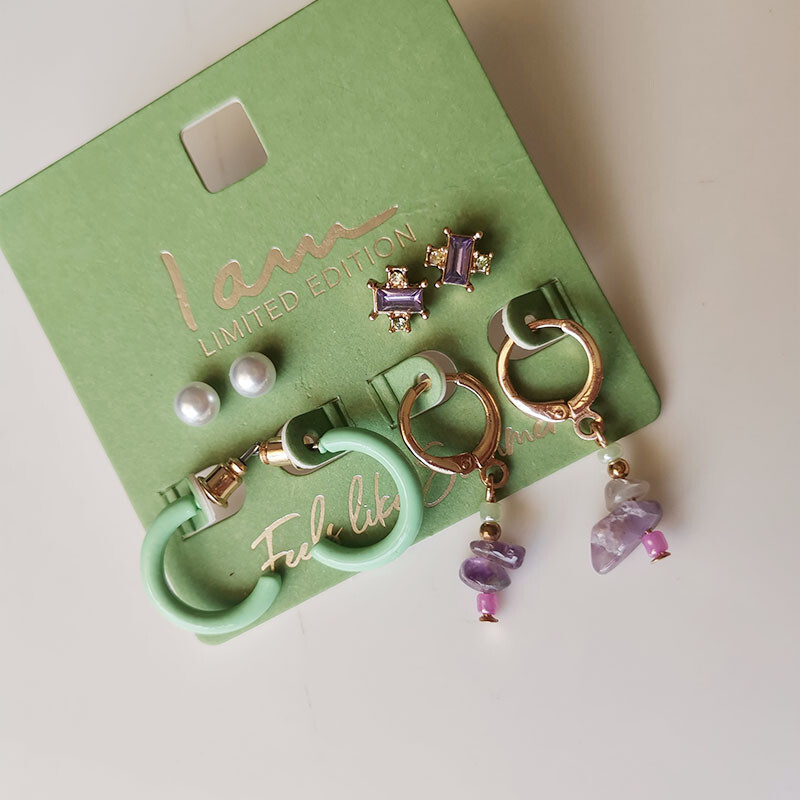 New 4Pairs Im Stud Drop Earrings Fashion Women Party Holiday Show Jewelry