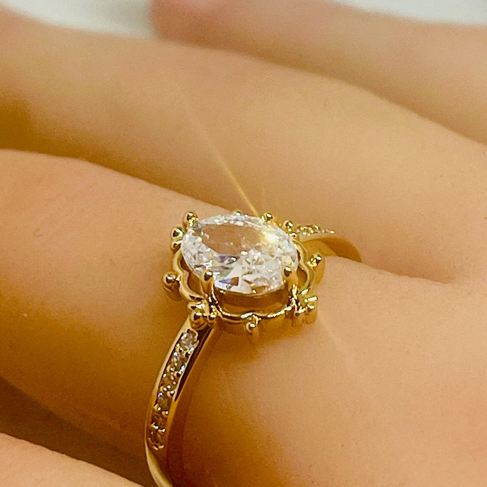 5 Ct Oval Cut Simulated Diamond Engagement Band Ring 14k Yellow Gold Plated