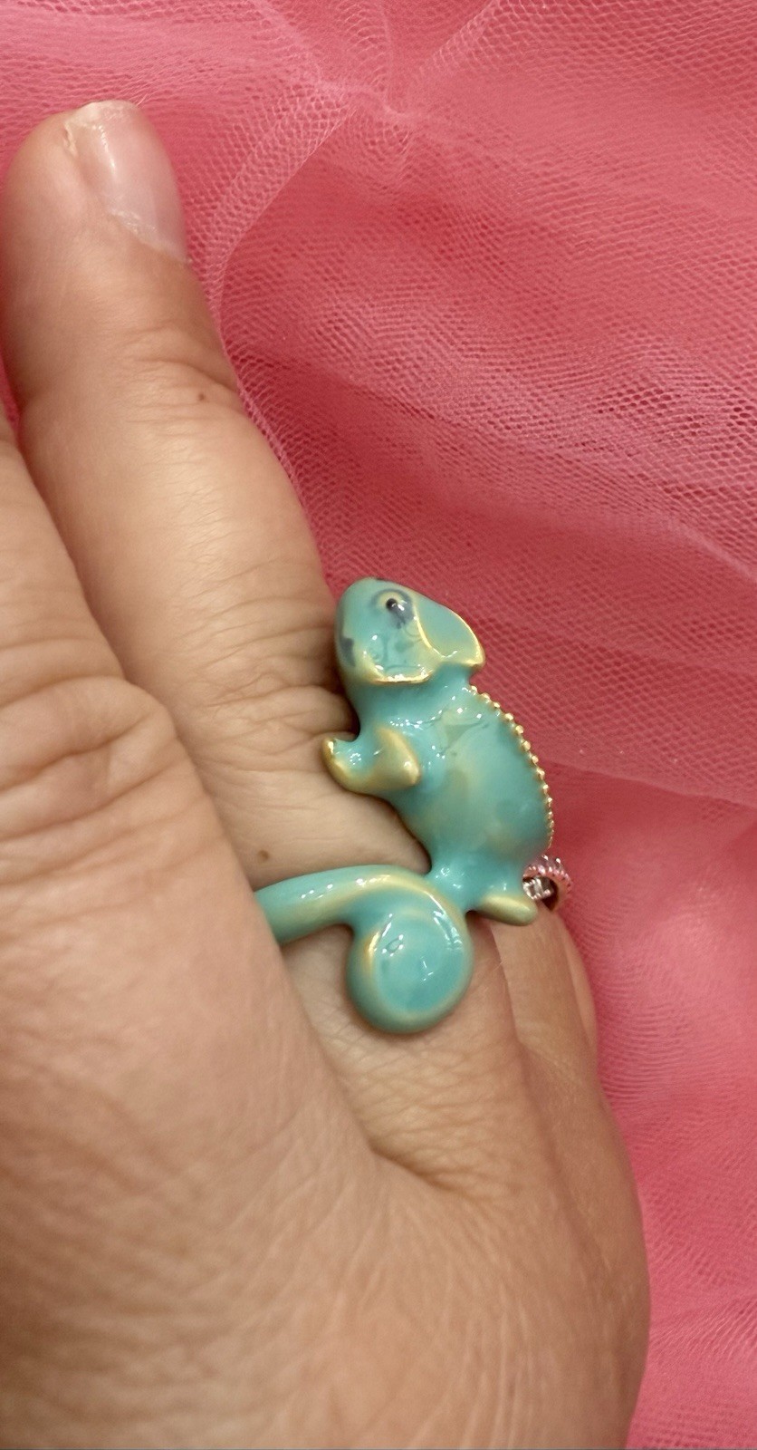 Chameleon Green Lizard Unique Enamel ring size 7.5 Gift Tropical Jewelry NEW