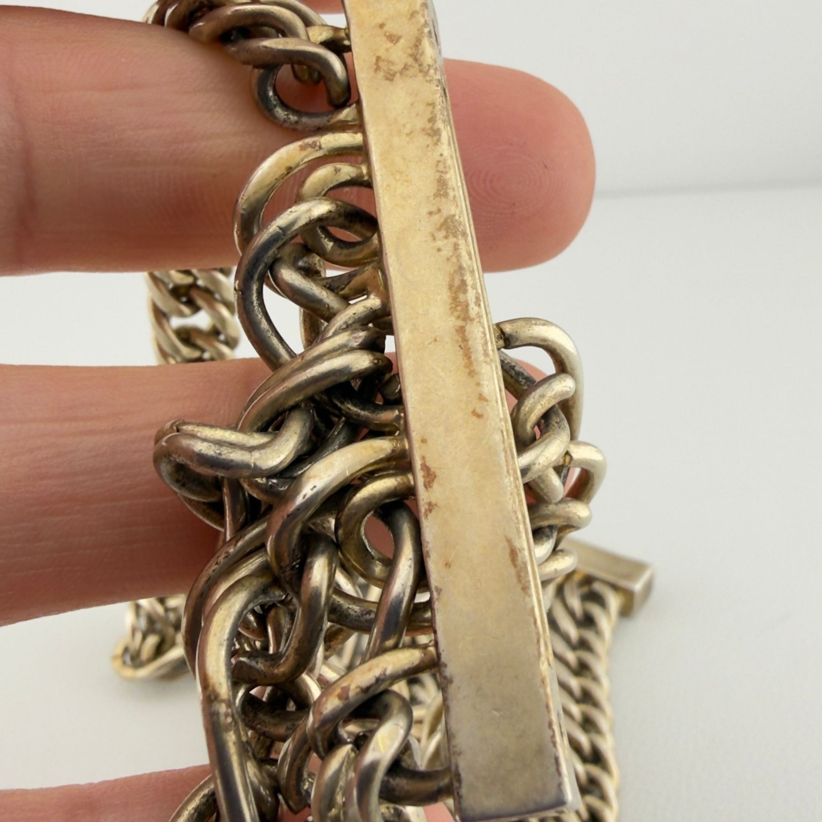 Gold Tone Multi Strand Chain Magnetic Bracelet Wide Chainmail Statement Cuff