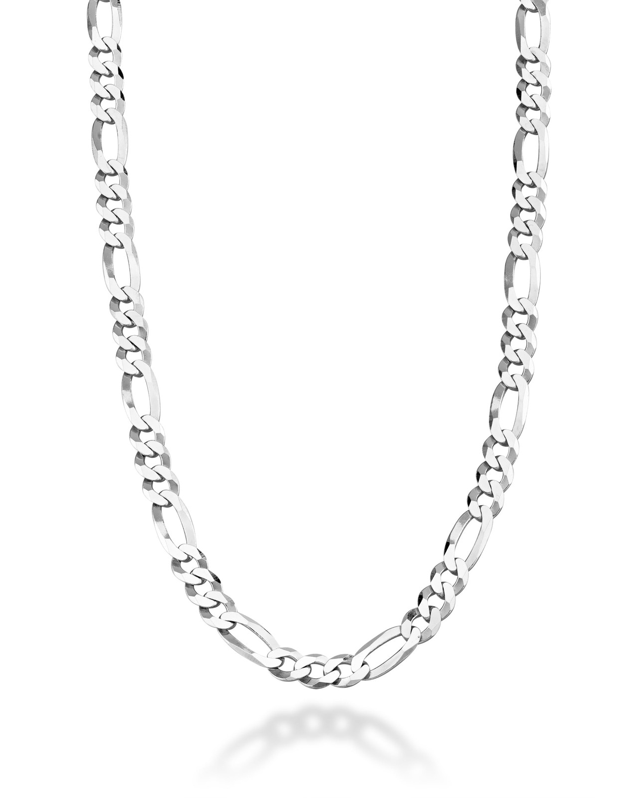 Miabella Italian 925 Sterling Silver 7mm Solid DiamondCut Figaro Link Chain