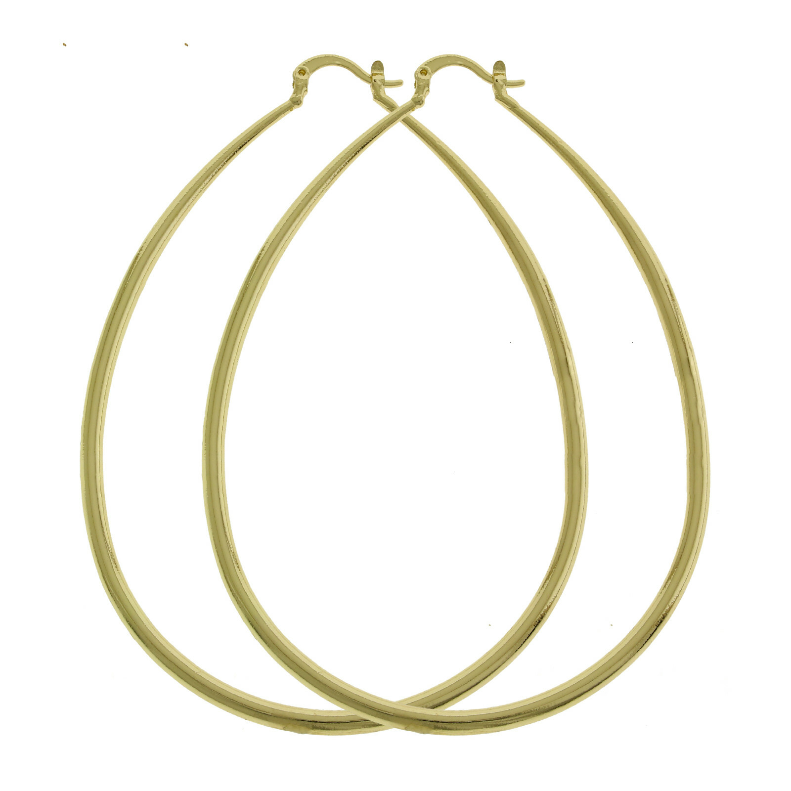 14K Gold Filled Medium Large XL Tear Drop Oval Shape Hoop Click Top Earrings