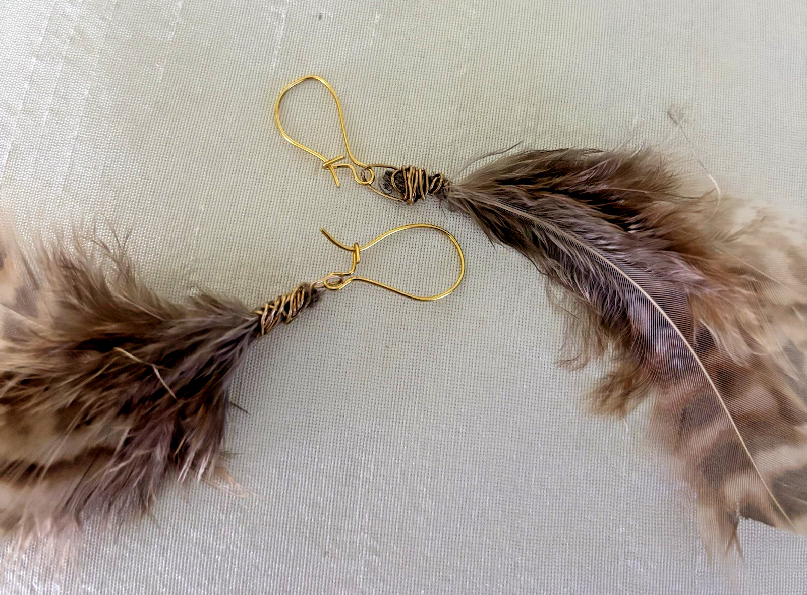 Real Feather Earrings, Lightweight Boho Handmade Hook n Lock, 4″