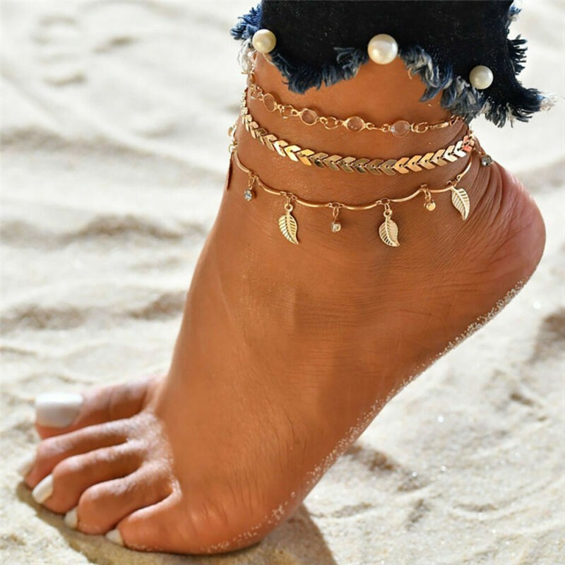 3Pcs/set Women Fashion Bracelet Anklet Chain Foot Beach Sandal Jewelry Girl Gift