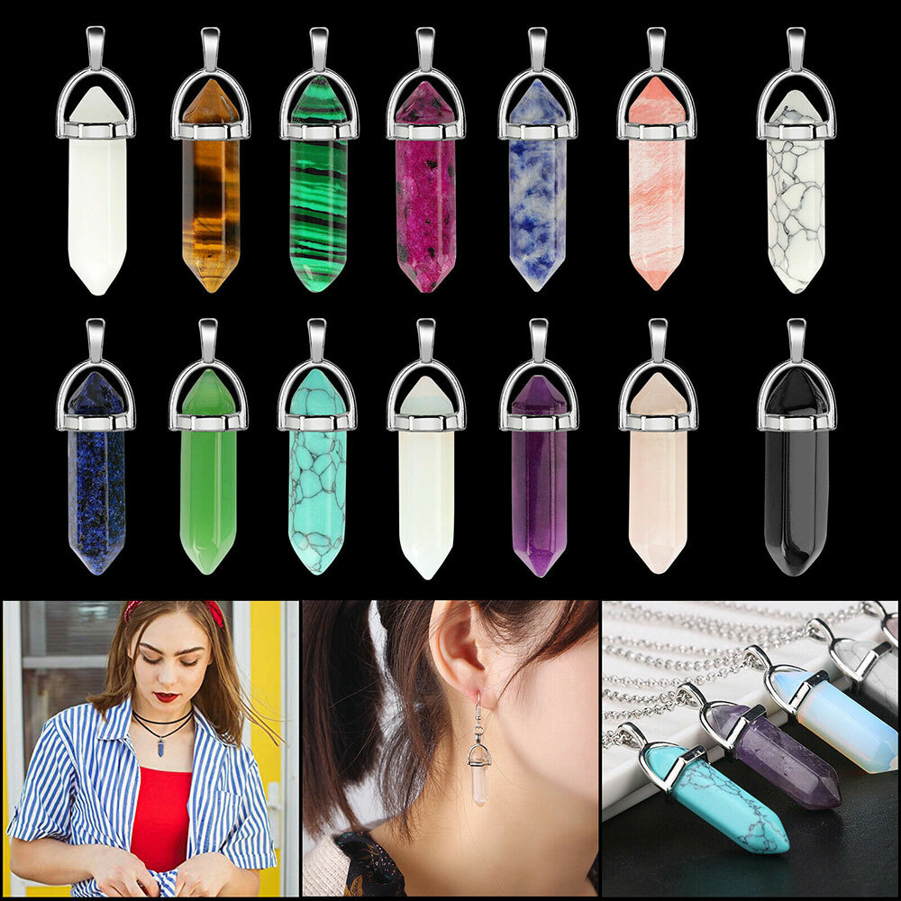 Wholesale! Chakra 16/32/48PC Quartz Crystal Point Stone Necklace Pendant