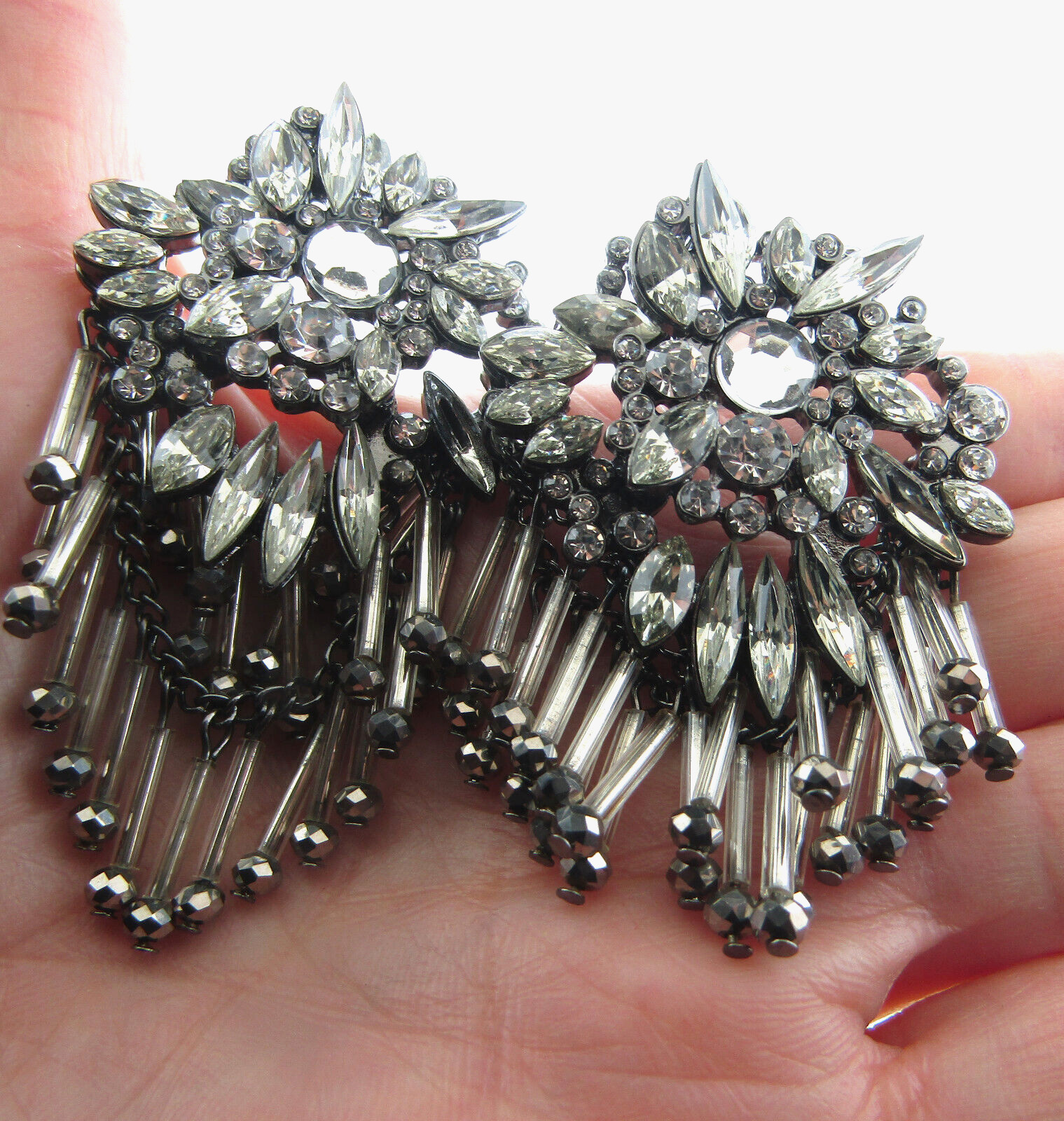 Rhinestone Dangle Chandelier Earrings 1.25*2.25 in