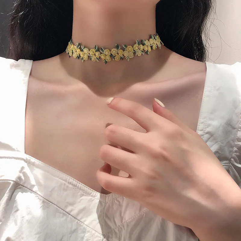 Trend Sweet Flowers Lace Necklace Choker for Women Girls Good Quality Embroidery