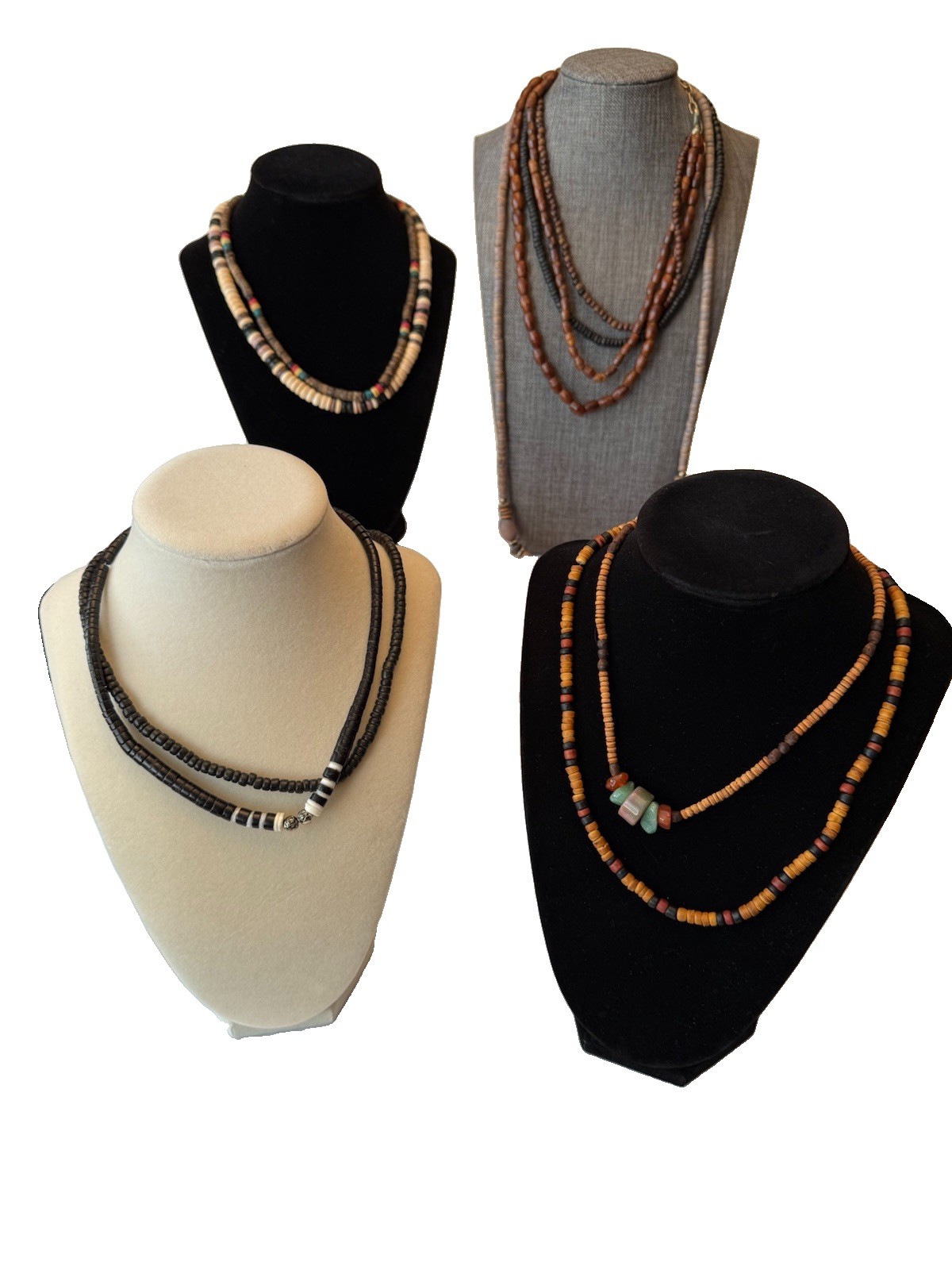 Fall Mixed Brown Authentic Vintage Boho Beach Necklaces Roundelle Beads Shell