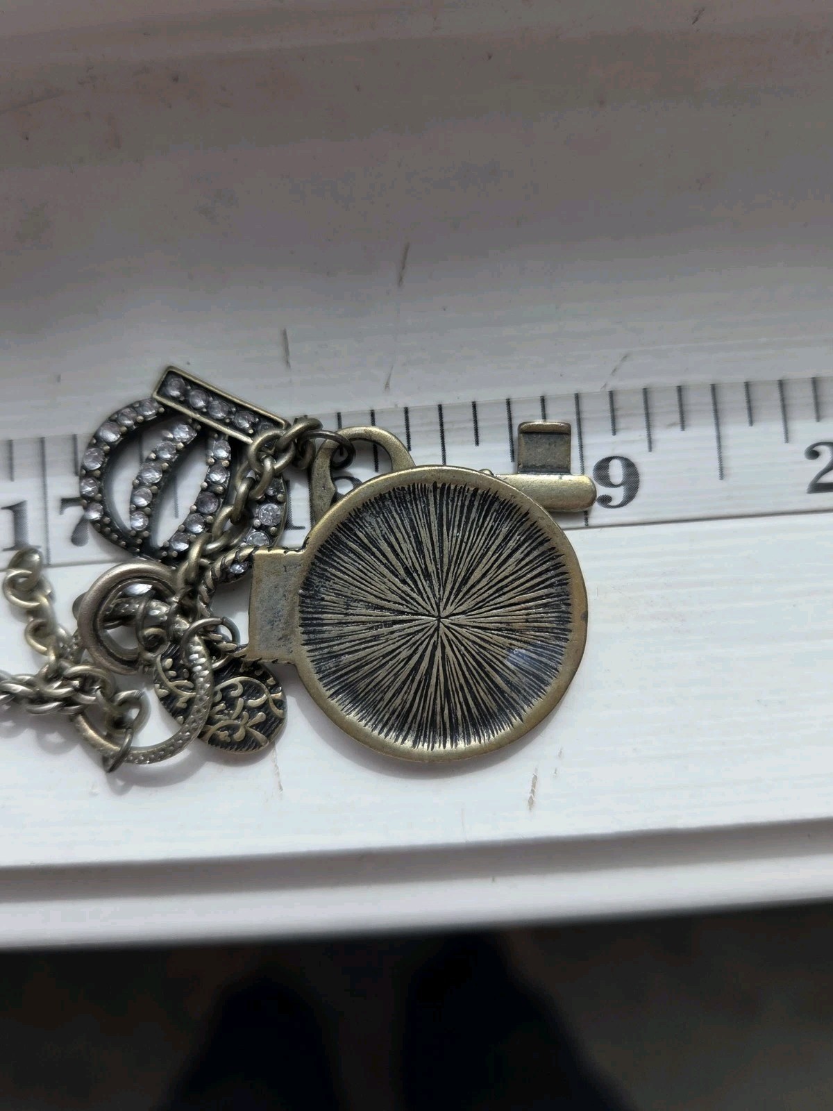 Claire’s Lengthy Pendant Chain Necklace- Clock, Key & Crown-chain Measures 32 In