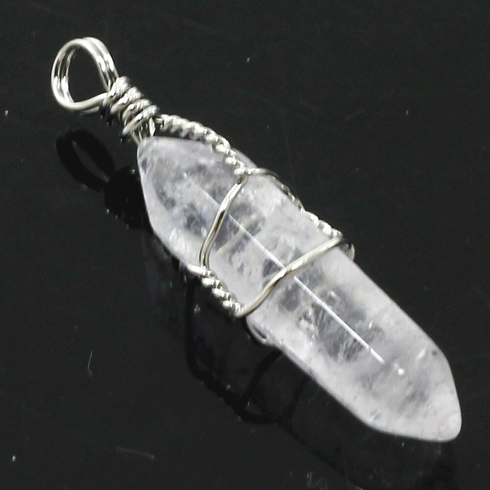 Hexagonal Pendant Point Chakras Wire Wrap Healing Gemstones Chain Necklace