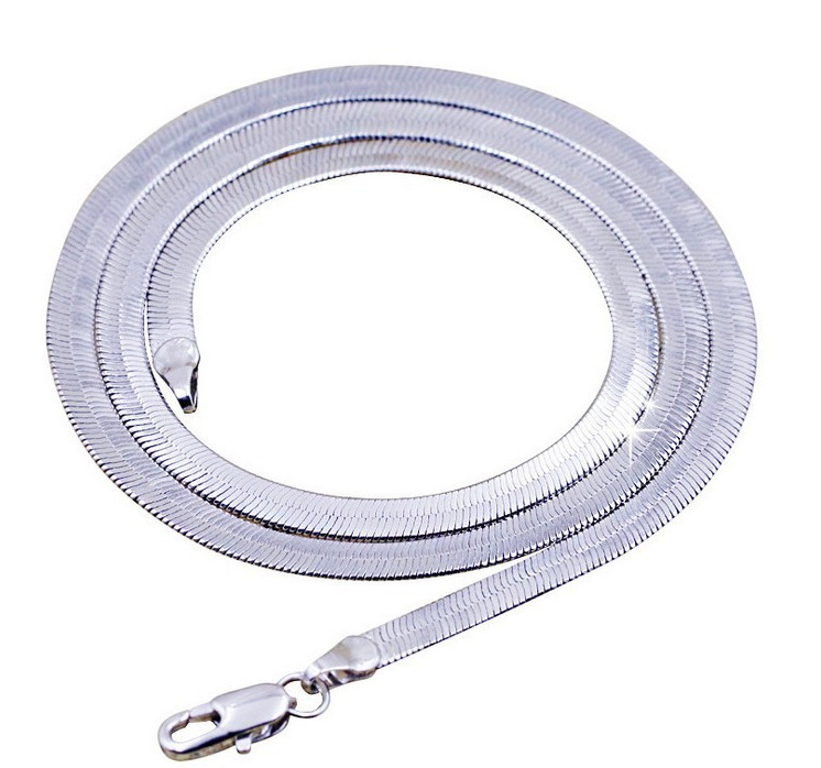 Silver Plated Women Men 4mm Flat Snake Link Lobster Chain Necklace 20″ S1