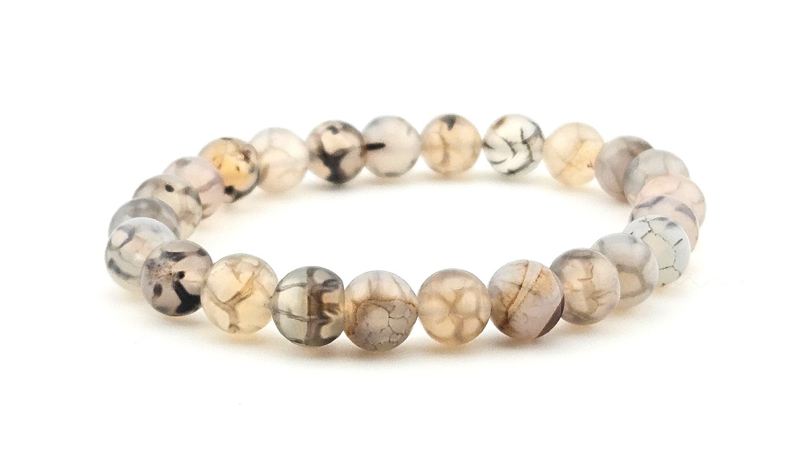 Gray Black & Brown Stone Beaded Elastic Bracelet J15-3671