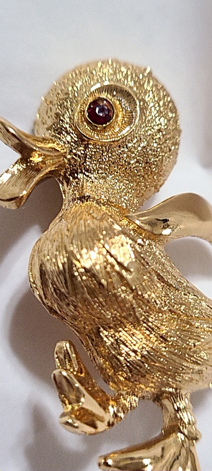 Monet Signed Vintage Gold Tone Textured Adorable Shiny Baby Duck Brooch