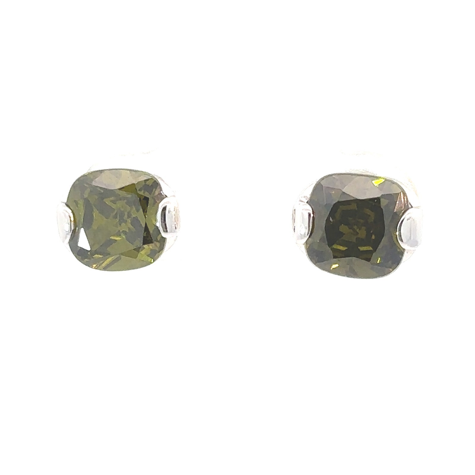 Moldavite Green Stud Earrings 925 Sterling Silver 0.7CM for Women