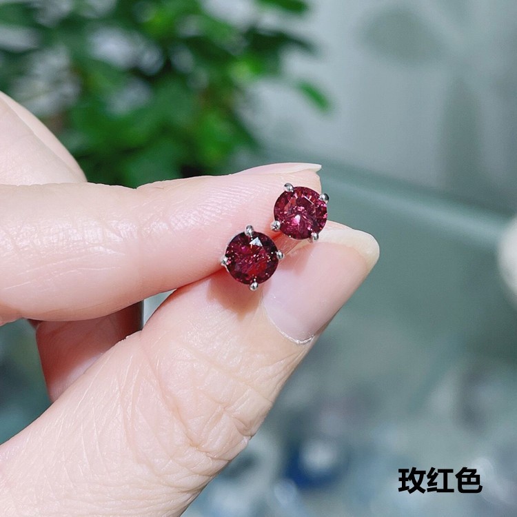 Colorful AAA Cubic Zirconia Stud Earrings Women’s Four-claw Cute Zircon Stud Ear