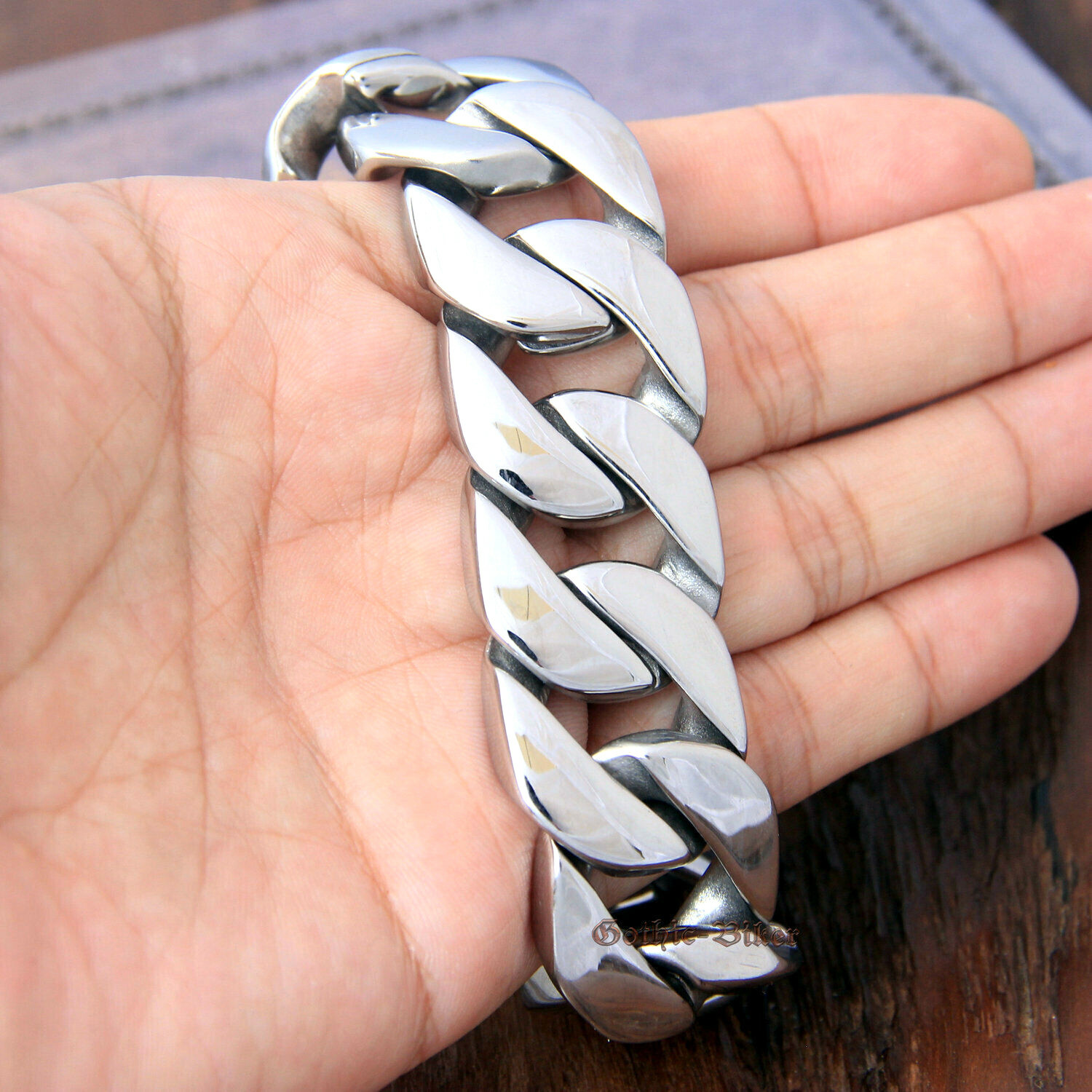 Men’s Heavy Chunky Cuban Chain Stainless Steel Bracelet Necklace Link 24mm Wide
