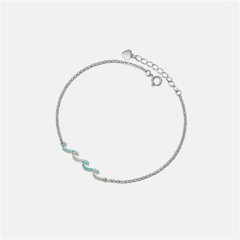 Dainty Gold Ocean Wave Bracelet in 925 Sterling Silver