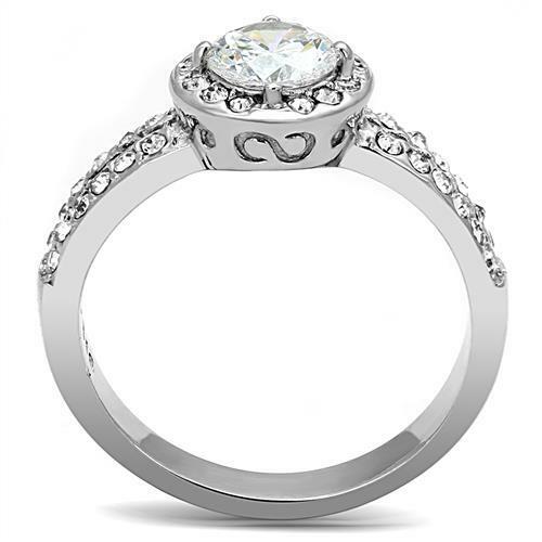 TK3021 – High polished (no plating) Stainless Steel Ring with AAA Grade CZ in