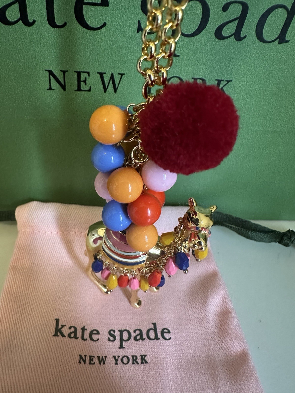 kate spade new york Spice Thing Camel Long Pendant Necklace w/ KS Dust Bag New