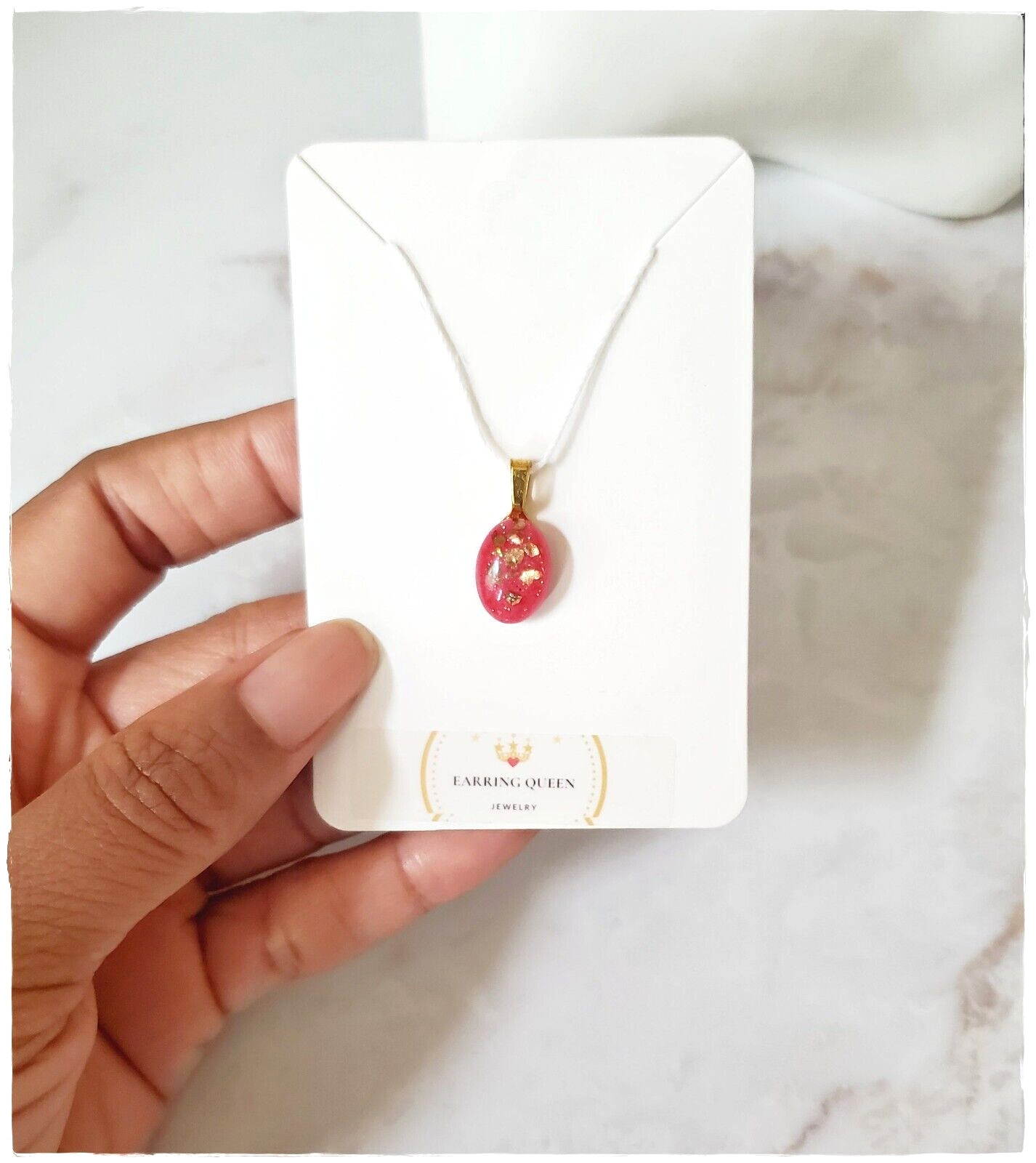 Red & Gold Pendant for Necklace Birthday Gift for Women