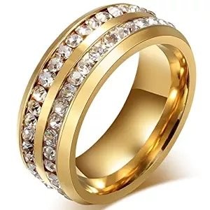 NL10 Mens Womens 8MM Titanium Stainless Steel High Polished 18K Gold Plated C…