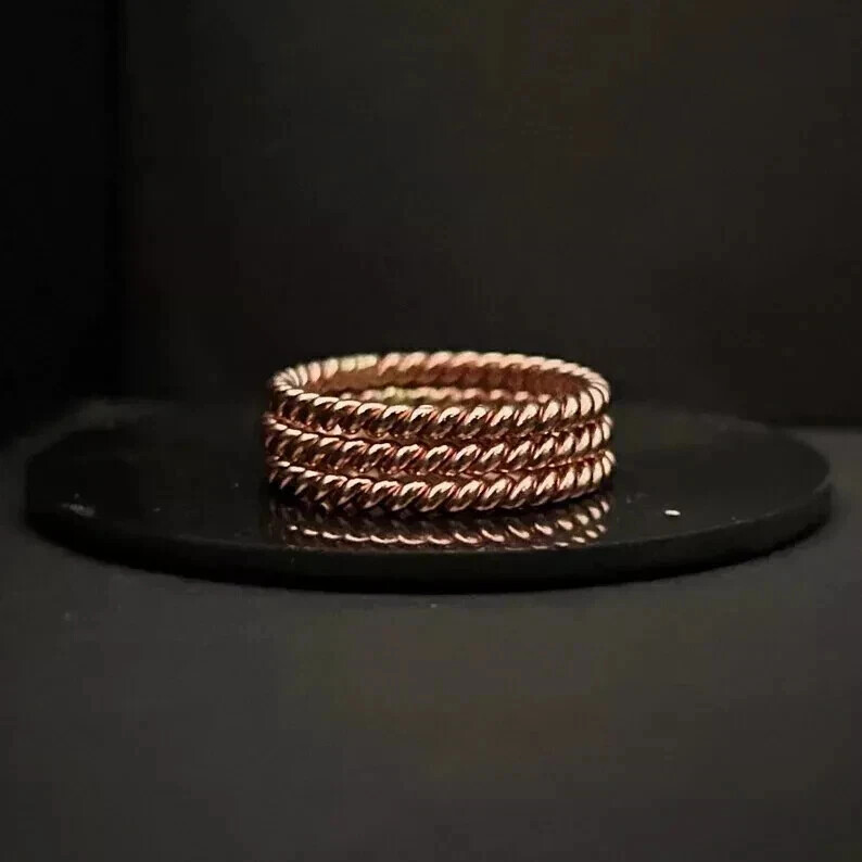 Solid Pure Copper Minimalist Healing Ring, Handmade, Unisex, 3 Pc Tensor Rings