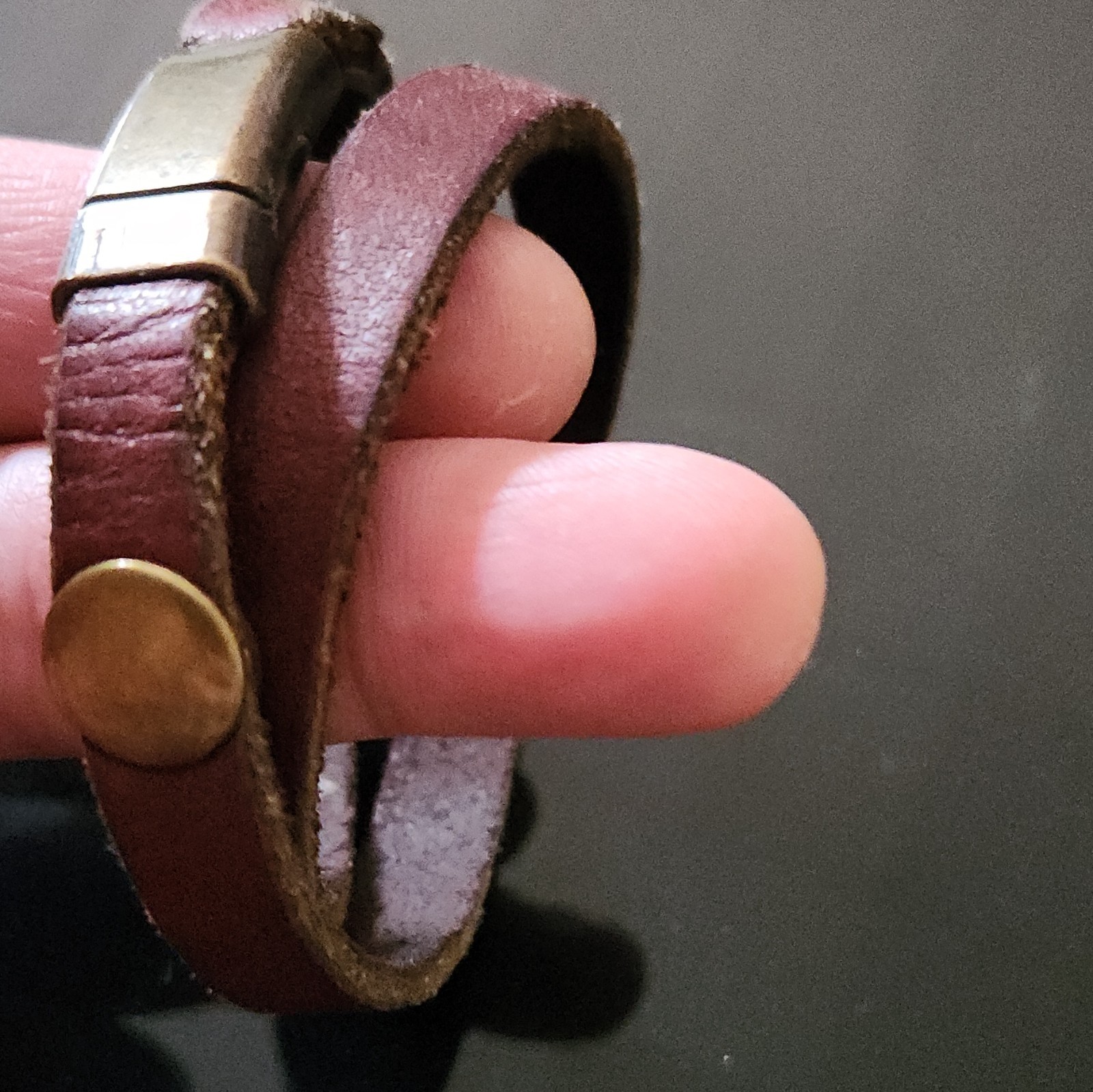 Double Strand Brown Real Genuine Cow Leather Wrap Bracelet Magnetic Clasp Men