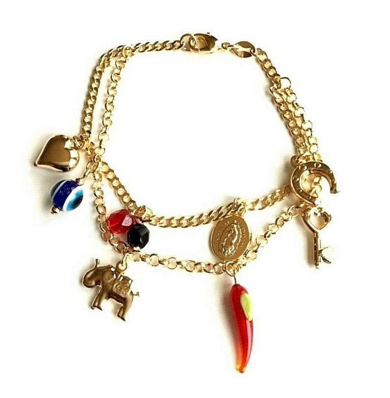 14K Gold Filled Money,Love Bracelet 7.25″ Long /Pulsera Suerte,Dinero – B126