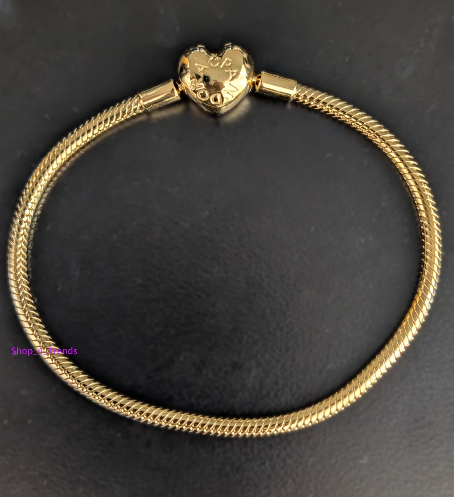 100% Authentic PANDORA 563050C00 14K Gold Plated Heart Clasp Charm Bracelet New