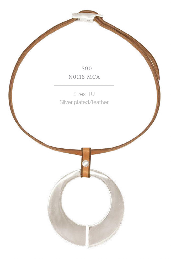 CXC Jewelry choker style Italian camel leather silver plated circle charm