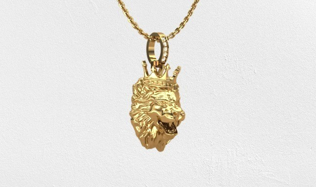 Lion Head Crown 925 Sterling Silver Pendant Cubic Zircon Stone Necklace